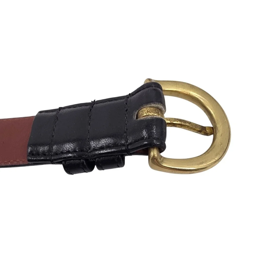 Coach Womens M Leather Black Skinny Belt